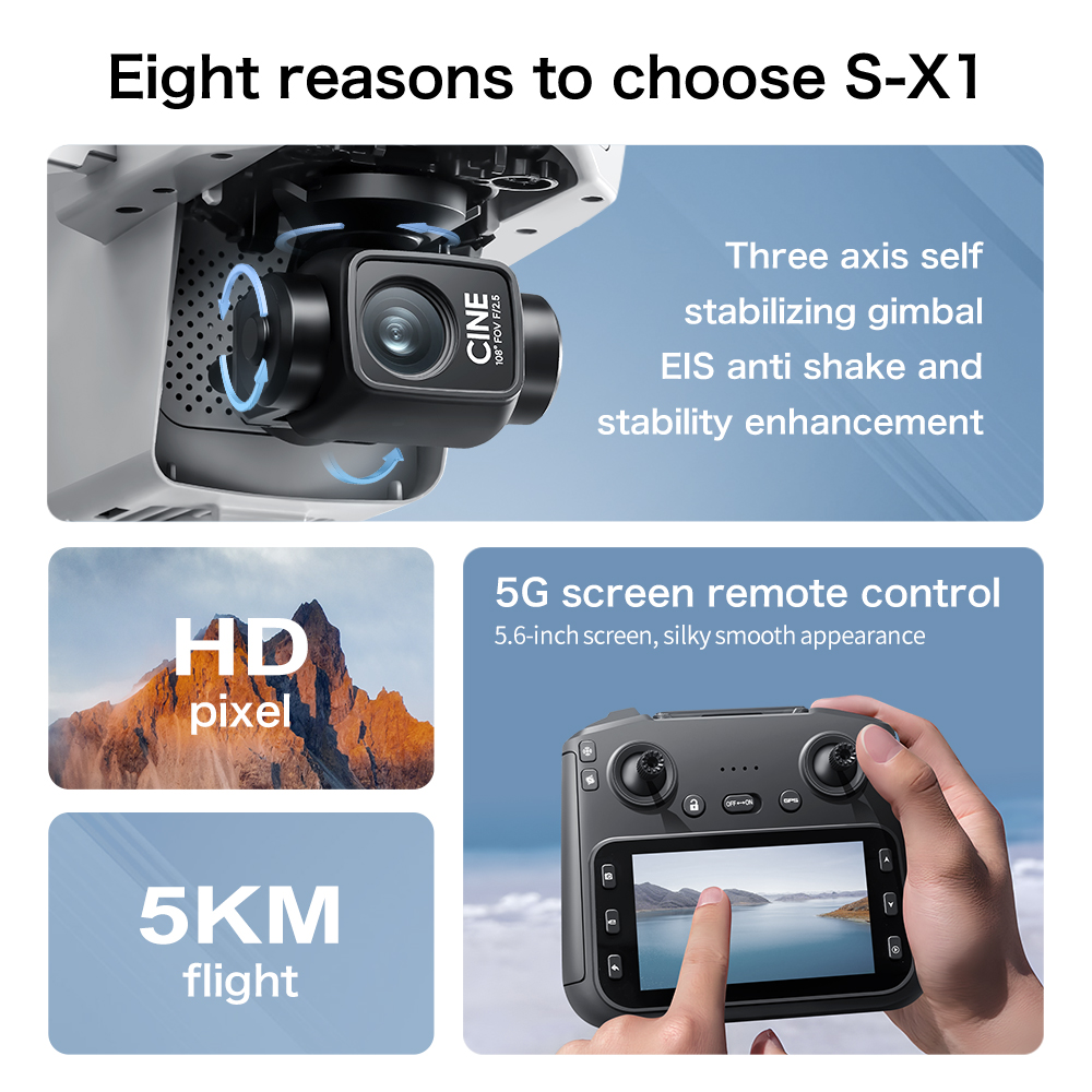 S-X1 GPS Foldable RC Quadcopte - Drone Gimbal 3 Axis ulasan dan harga